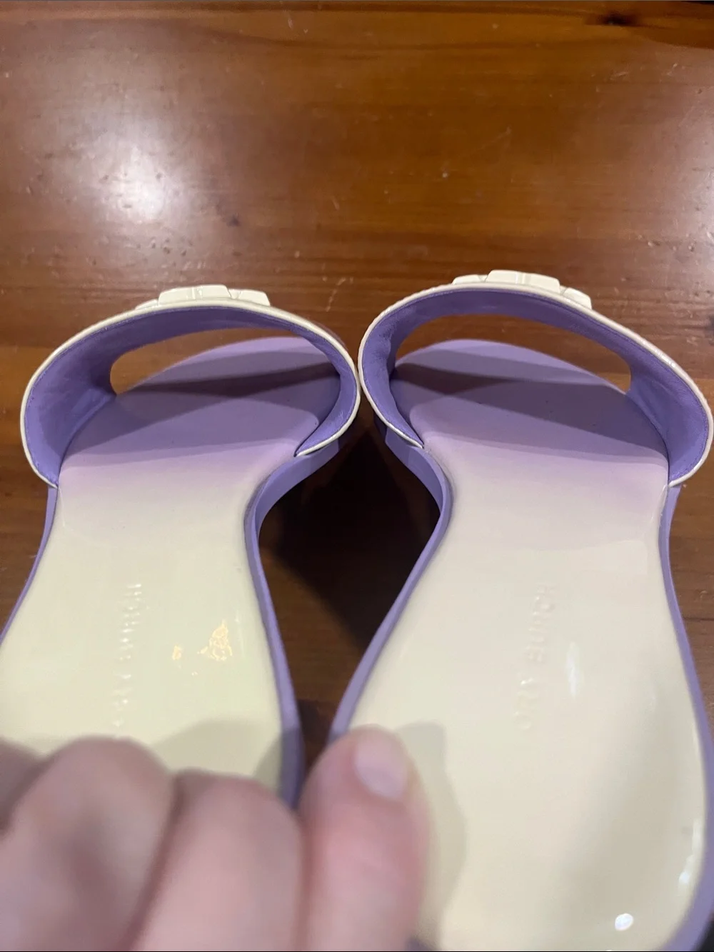 Tory Burch Lavender Ombre Patent Logo Slide Sandals